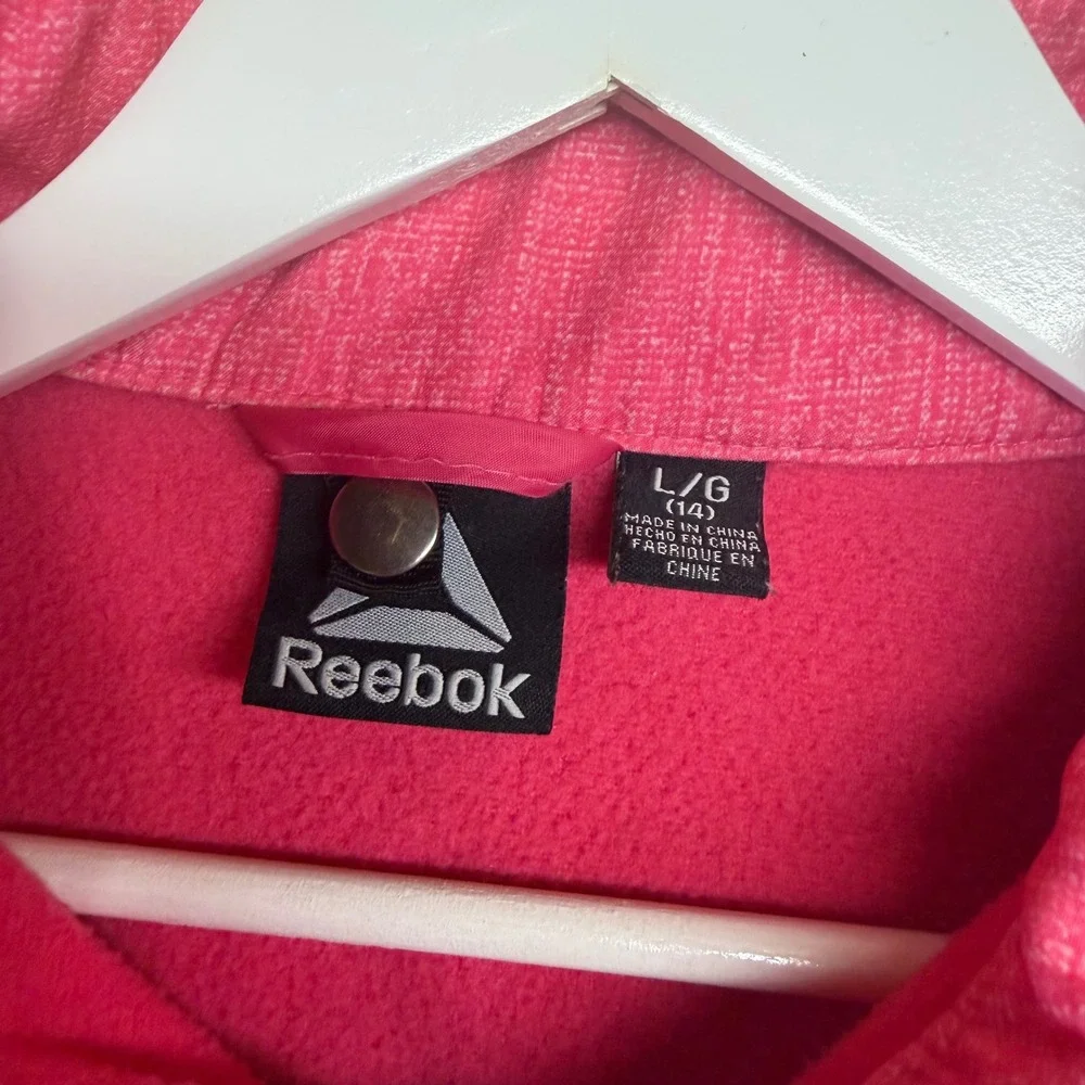 Reebok Girls Pink Hooded Softshell Jacket Full Zip Coat Size Large 14